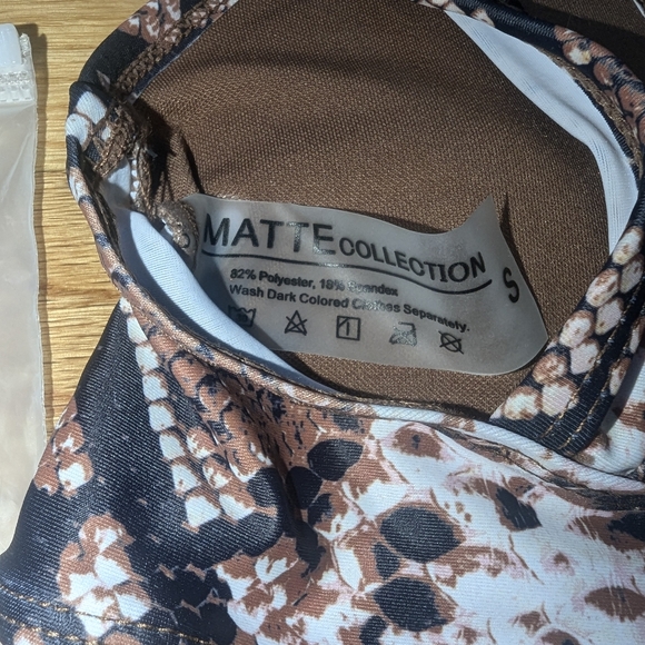 Brown Mesh Snakeskin Swimsuit One Piece Matte Swim Collection SMALL - Picture 5 of 8